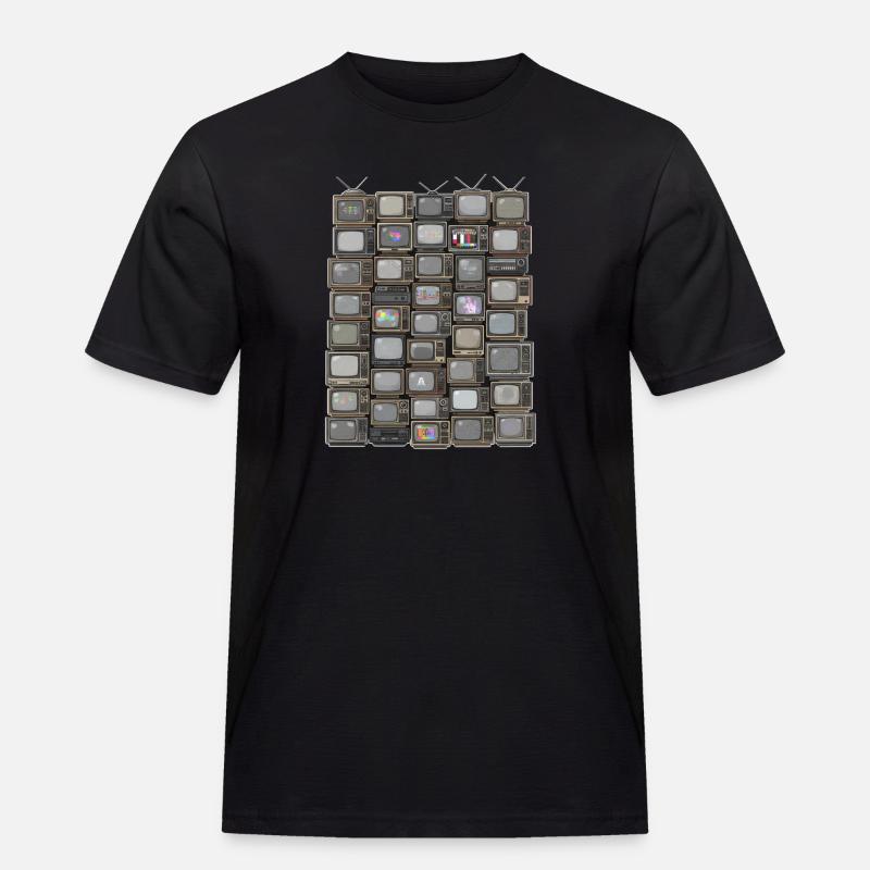 Retro TV Stack Collage - Men's Workwear T-Shirt - black