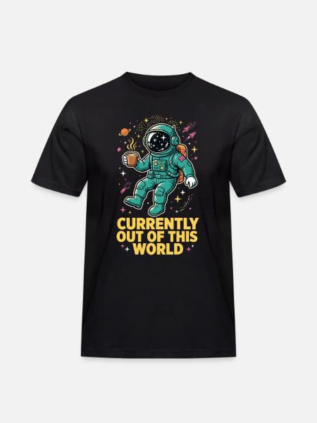 Astronaut with coffee in space - Men's Workwear T-Shirt - black