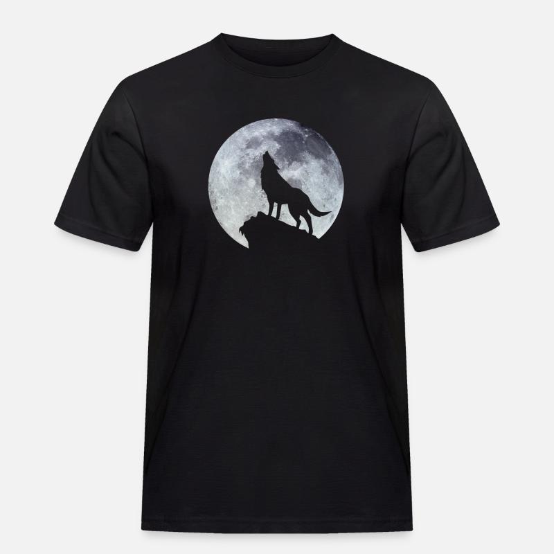 wolf - Männer Workwear T-Shirt - Schwarz