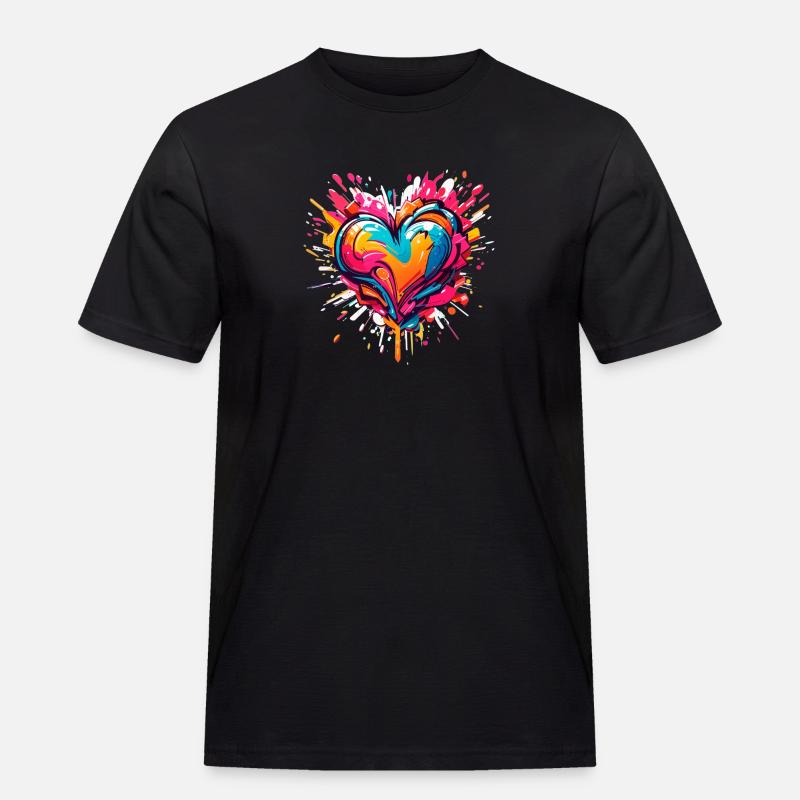 Herz der farbigen Gemälde - Männer Workwear T-Shirt - Schwarz
