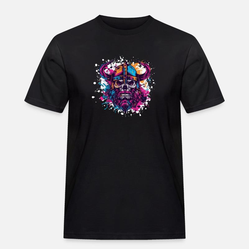 Wikinger Skelett - Männer Workwear T-Shirt - Schwarz