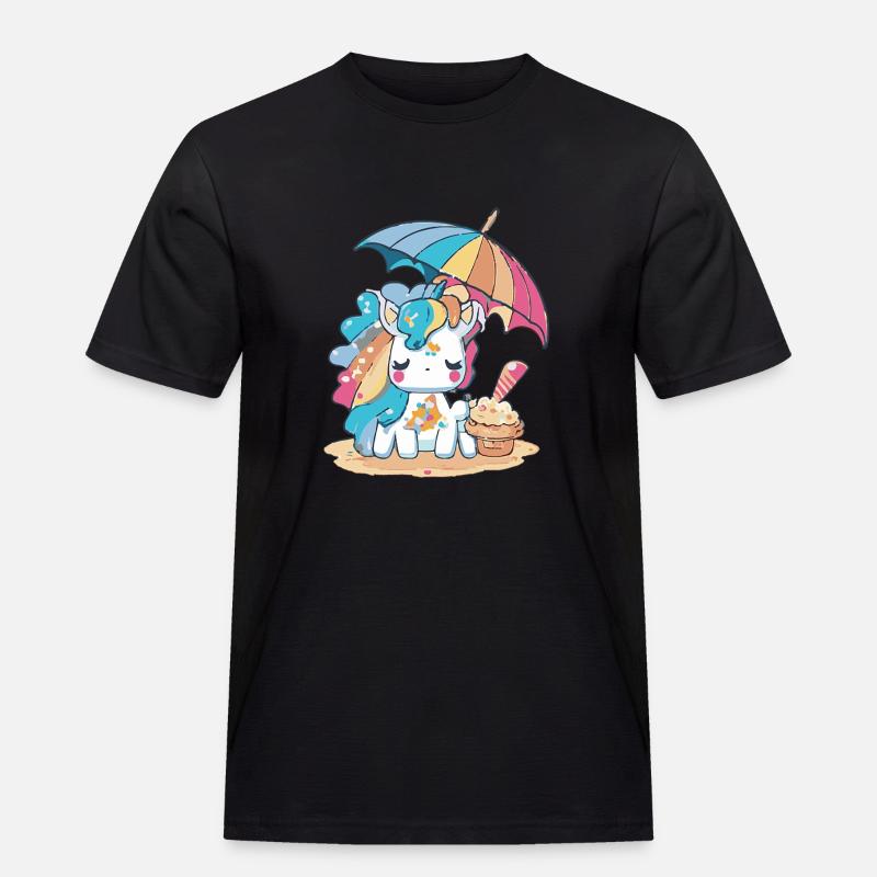Ein Einhorn mit Regenbogenhaar - Männer Workwear T-Shirt - Schwarz