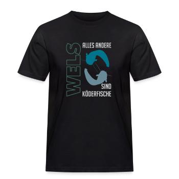 Wels angeln Waller fischen Sportfischen auf Wels - Männer Workwear T-Shirt - Schwarz - Vorne - AI Model Male 178 light (178cm)
