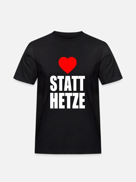 Herz statt hetze - Männer Workwear T-Shirt - Schwarz