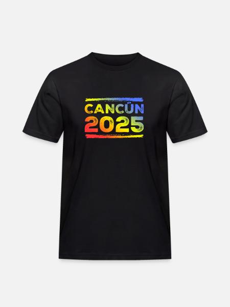 Cancun 2025 Bunt - Männer Workwear T-Shirt - Schwarz