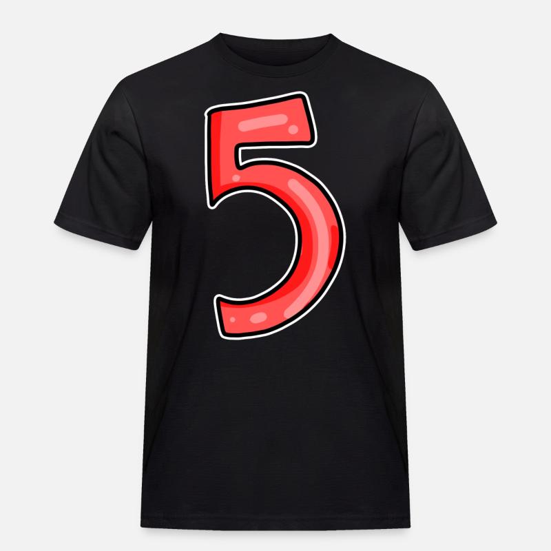 5 rot - Männer Workwear T-Shirt - Schwarz
