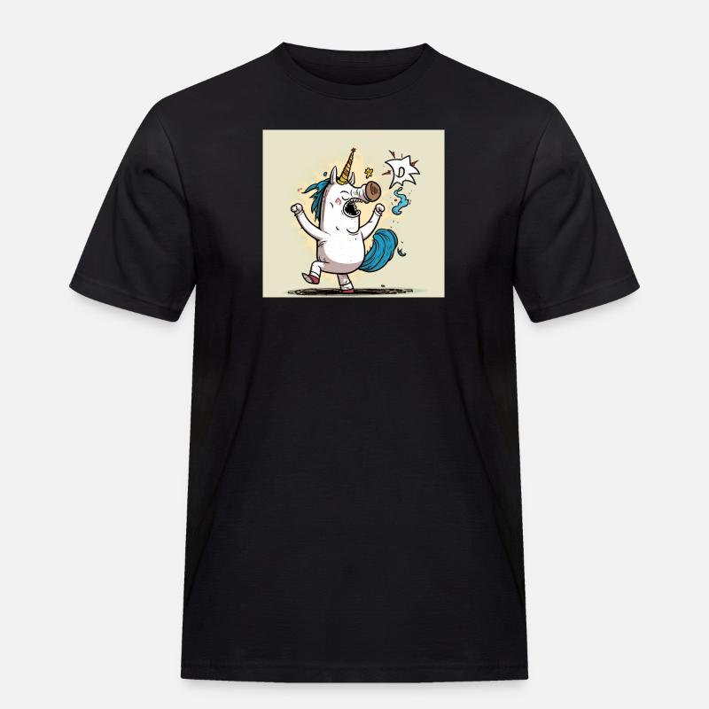 Comic Einhorn! Geschenkidee, Lustig - Männer Workwear T-Shirt - Schwarz
