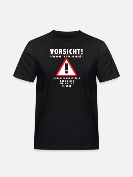 Teenager in Pubertät Shirt Geschenk Achtung! - Männer Workwear T-Shirt - Schwarz