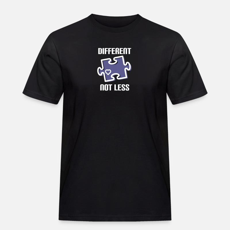 DIFFERENT - NOT LESS! AUTISMUS - Männer Workwear T-Shirt - Schwarz