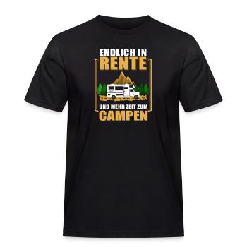 Endlich in Rente u. mehr Zeit zum Campen Wohnmobil - Männer Workwear T-Shirt - Schwarz - Vorne - AI Model Male 178 light (178cm)