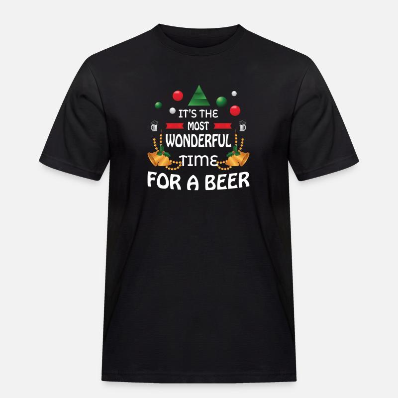 Weihnachts Bier - Männer Workwear T-Shirt - Schwarz