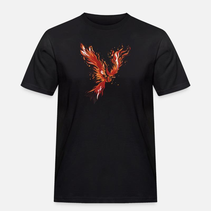 Brennender Phönix - Männer Workwear T-Shirt - Schwarz