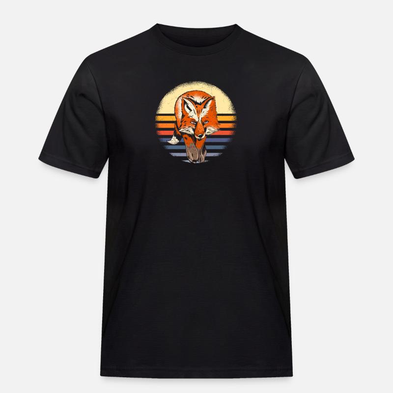 Fuchs Waldtier Geschenk Retro - Männer Workwear T-Shirt - Schwarz
