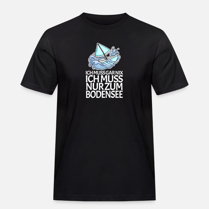 Bodensee See - Männer Workwear T-Shirt - Schwarz