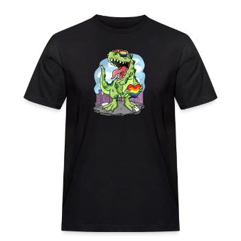 LGBT Animal Dinosaur Rainbow Heart - Men's Workwear T-Shirt - black - Front - AI Model Male 178 light (178cm)