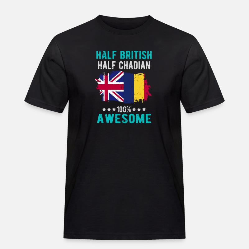Halb Brite Halb Tschader - Männer Workwear T-Shirt - Schwarz