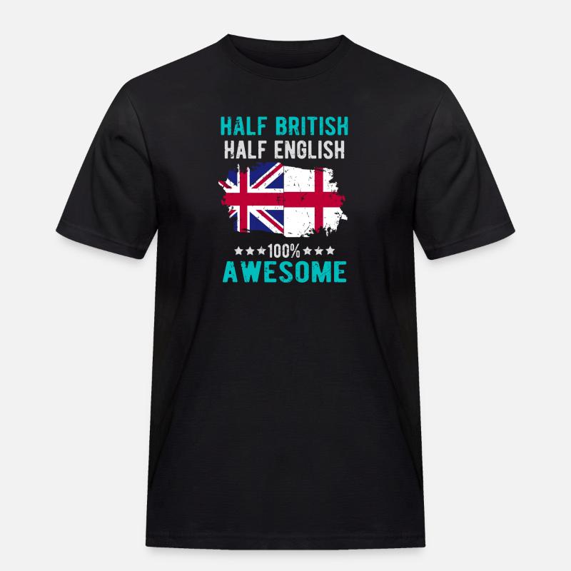 Halb Brite Halb Engländer - Männer Workwear T-Shirt - Schwarz