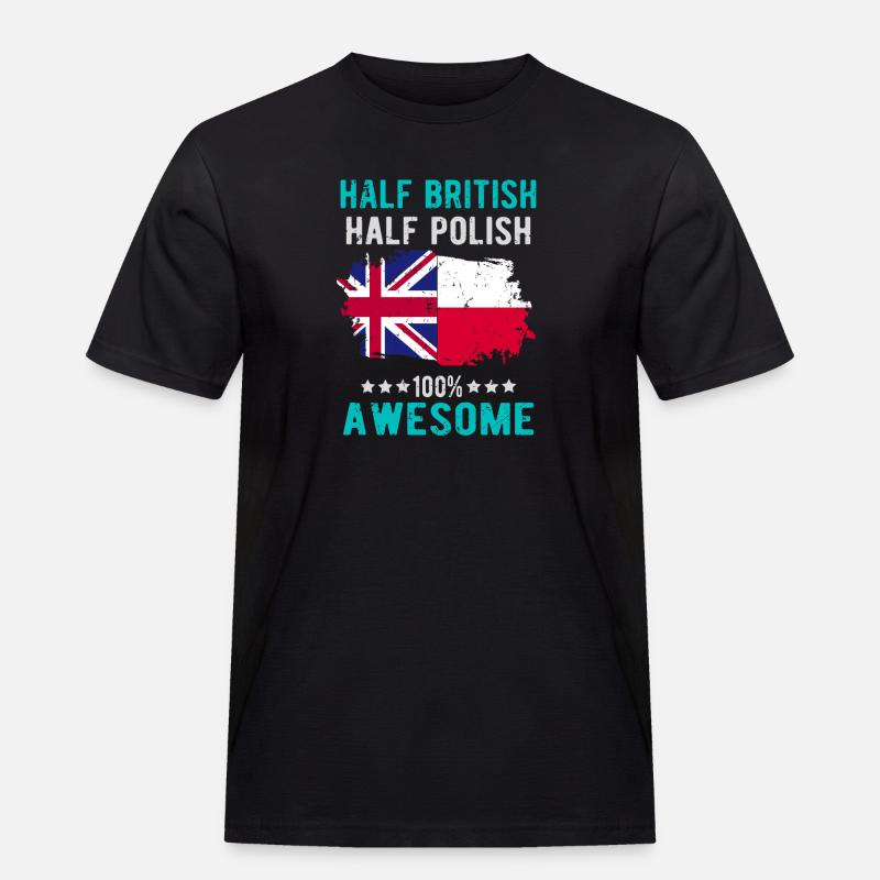 Halb Brite Halb Singapurer - Männer Workwear T-Shirt - Schwarz