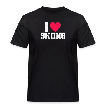 Jeg elsker skiløb sjov ski elsker hjerte - Herre Workwear T-Shirt - sort - Foran - AI Model Male 178 light (178cm)
