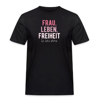 Frau, Leben, Freiheit - Männer Workwear T-Shirt - Schwarz - Vorne - AI Model Male 178 light (178cm)