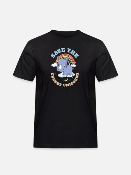 Salva a los regordetes Unicornios lindos rinocerontes - Camiseta de trabajo para hombre - negro