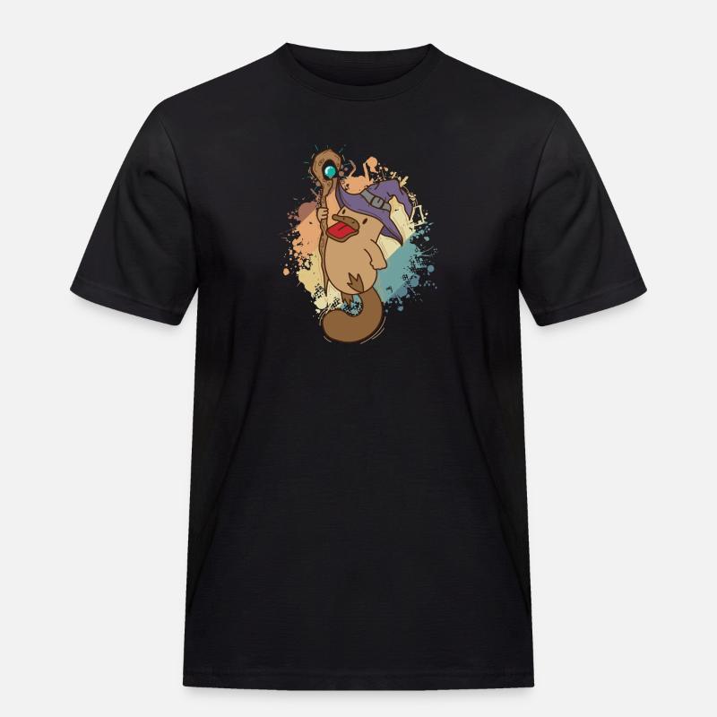 Schnabeltier als Zauberer Australien - Männer Workwear T-Shirt - Schwarz