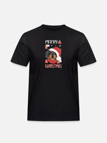 Wire-haired Dachshund Merry Christmas - Men's Workwear T-Shirt - black