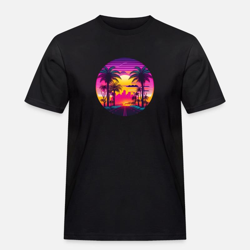 Retrowave Synthwave 80s Design - Männer Workwear T-Shirt - Schwarz