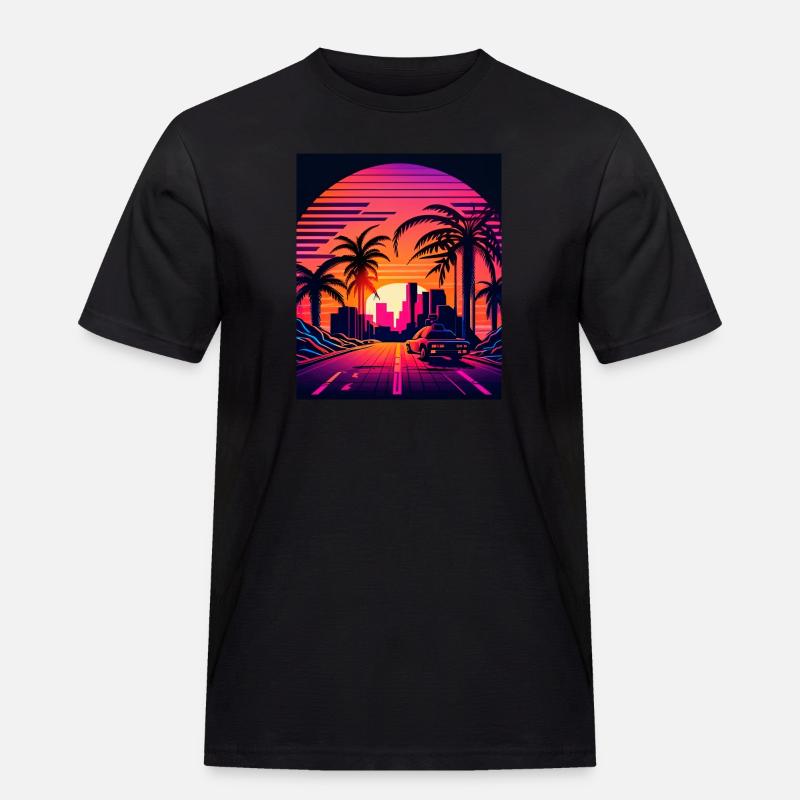 Retrowave Synthwave 80s Design - Männer Workwear T-Shirt - Schwarz