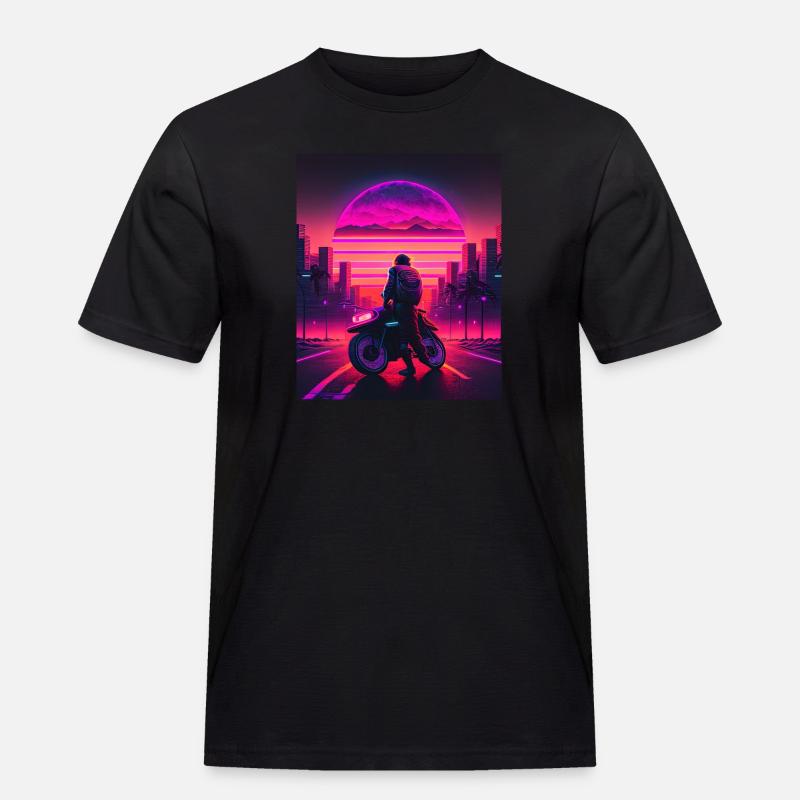 Retrowave Synthwave 80s Design - Männer Workwear T-Shirt - Schwarz