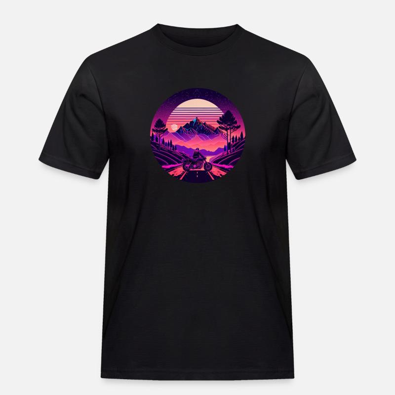 Retrowave Synthwave 80s Design - Männer Workwear T-Shirt - Schwarz