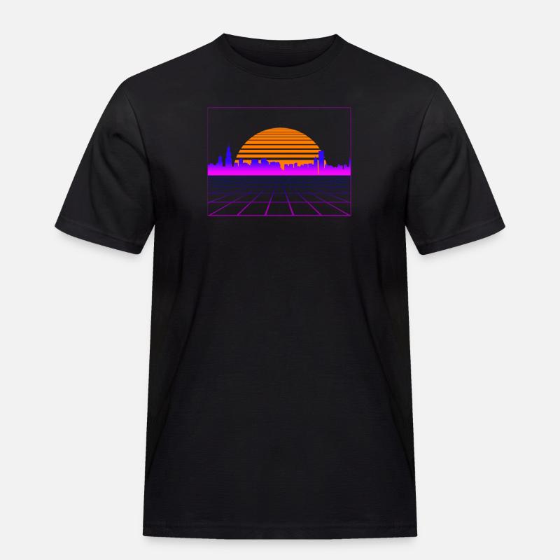 Retrowave Synthwave 80s Design - Männer Workwear T-Shirt - Schwarz