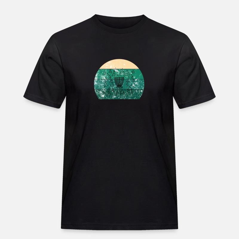 Disc Golf Korb Retro - Männer Workwear T-Shirt - Schwarz