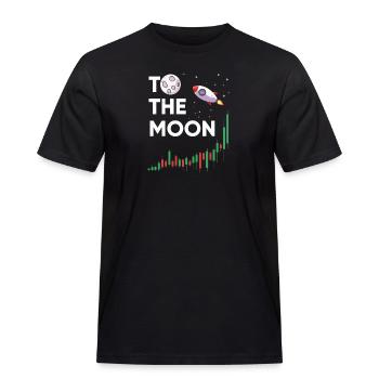 To The Moon - Trading Fun - Männer Workwear T-Shirt - Schwarz - Vorne - AI Model Male 178 light (178cm)