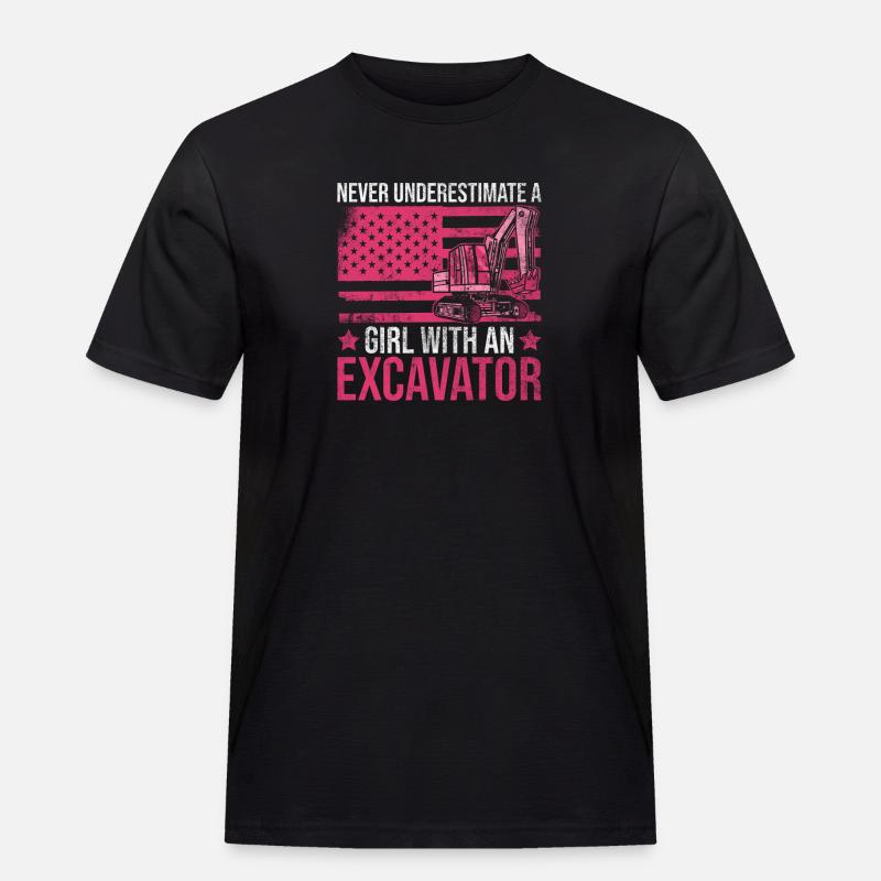 Bagger Mädchen Frau Baggerfahrer - Männer Workwear T-Shirt - Schwarz