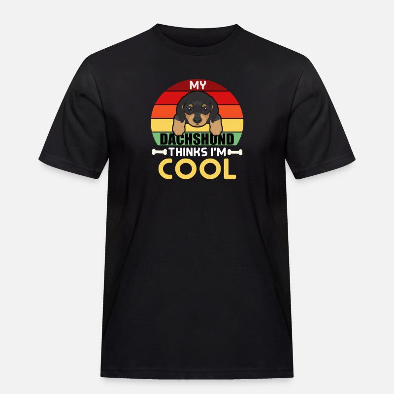 Mein Dackel Think I'm Cool - Männer Workwear T-Shirt - Schwarz