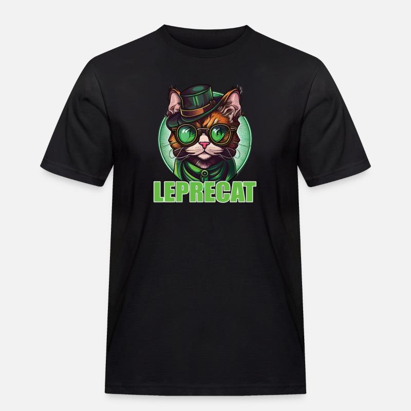 St. Patricks Day Katze - Männer Workwear T-Shirt - Schwarz