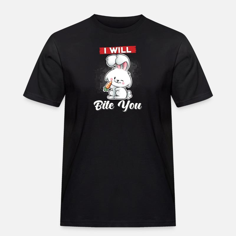 Rabbit Ich will dich beißen - Männer Workwear T-Shirt - Schwarz