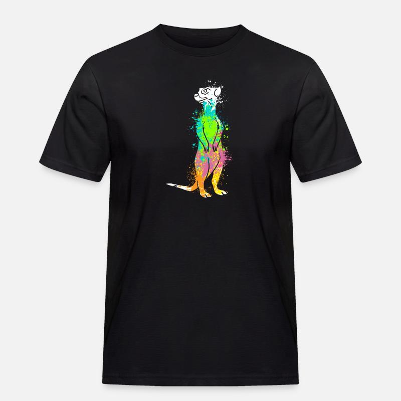 Splash Art Surikate Erdmännchen - Männer Workwear T-Shirt - Schwarz