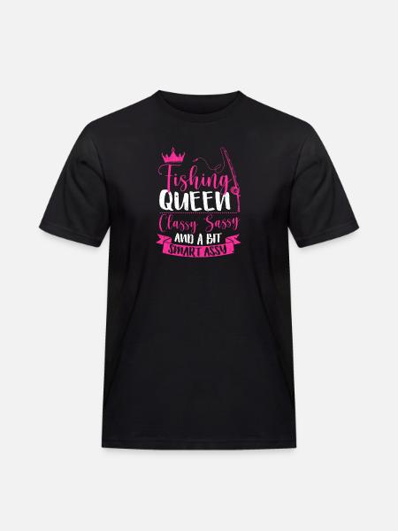 Funny Trout Fishing Queen Women - Men's Workwear T-Shirt - black