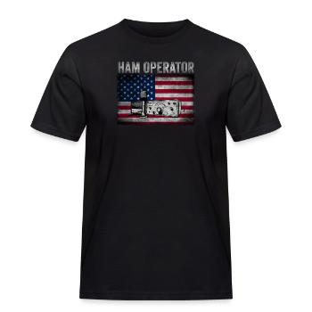 Ham Operator US-Flagge - Männer Workwear T-Shirt - Schwarz - Vorne - AI Model Male 178 light (178cm)