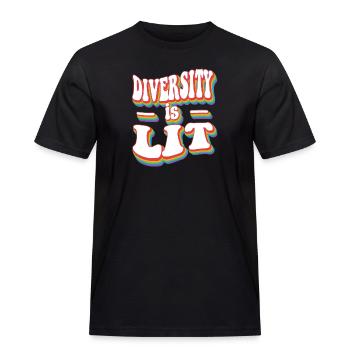 Diversity is Lit - Pride Rainbow LGBTQ+ - Men's Workwear T-Shirt - black - Front - AI Model Male 178 light (178cm)