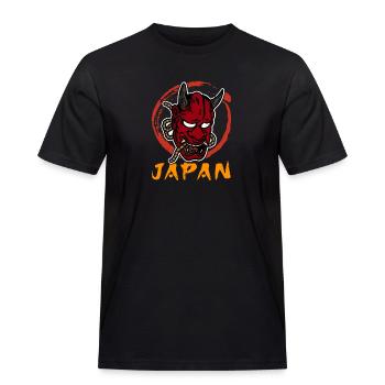 Japanische Tengu Hannya Kitsune Maske - Männer Workwear T-Shirt - Schwarz - Vorne - AI Model Male 178 light (178cm)