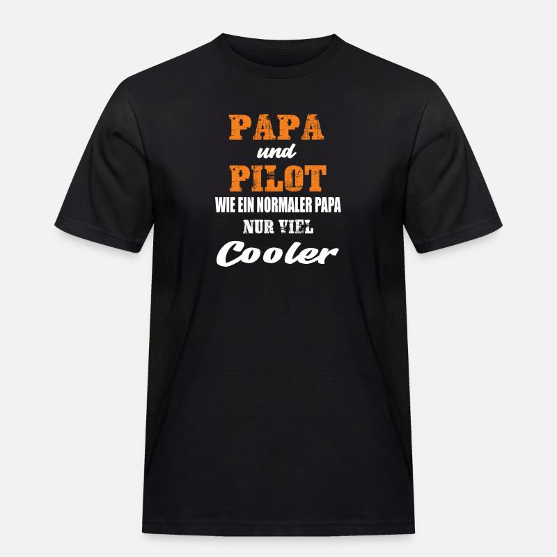 Papa und Pilot - Männer Workwear T-Shirt - Schwarz