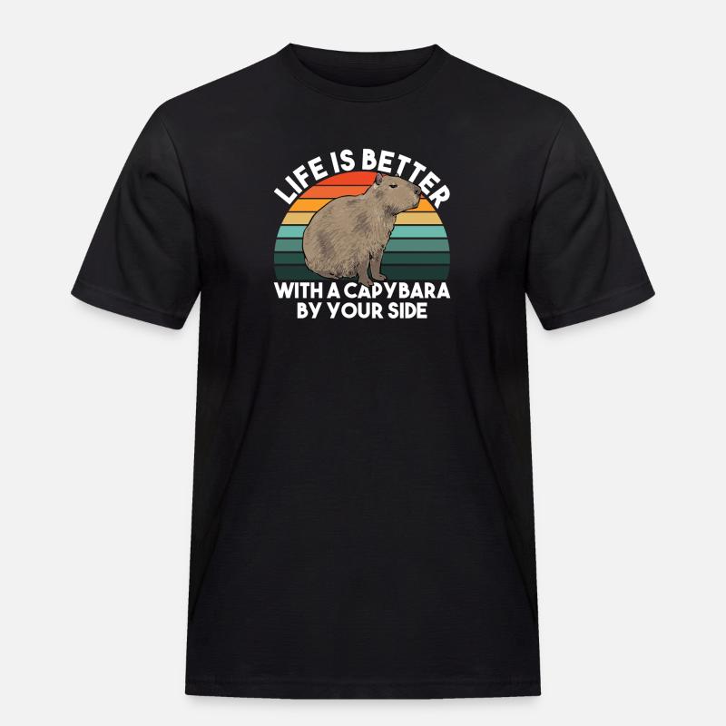 Capybara Nagetier - Männer Workwear T-Shirt - Schwarz