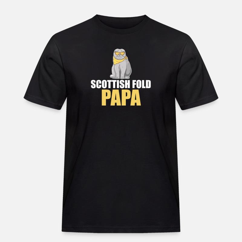 Scottish Fold Katze - Männer Workwear T-Shirt - Schwarz