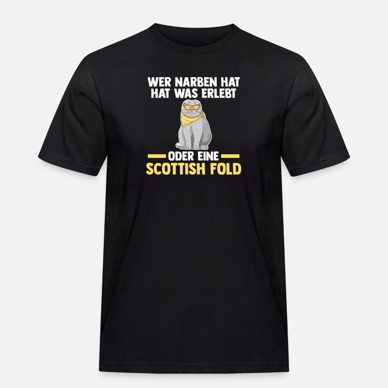 Scottish Fold Katze - Männer Workwear T-Shirt - Schwarz