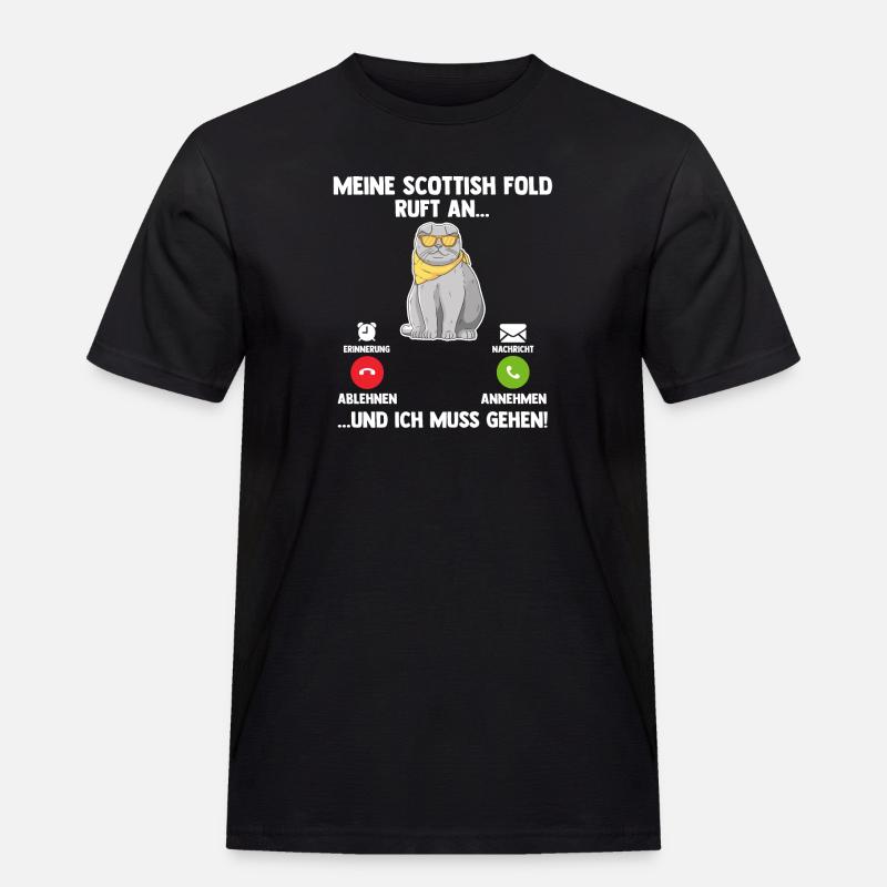 Scottish Fold Katze - Männer Workwear T-Shirt - Schwarz
