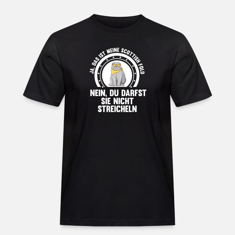 Scottish Fold Katze - Männer Workwear T-Shirt - Schwarz