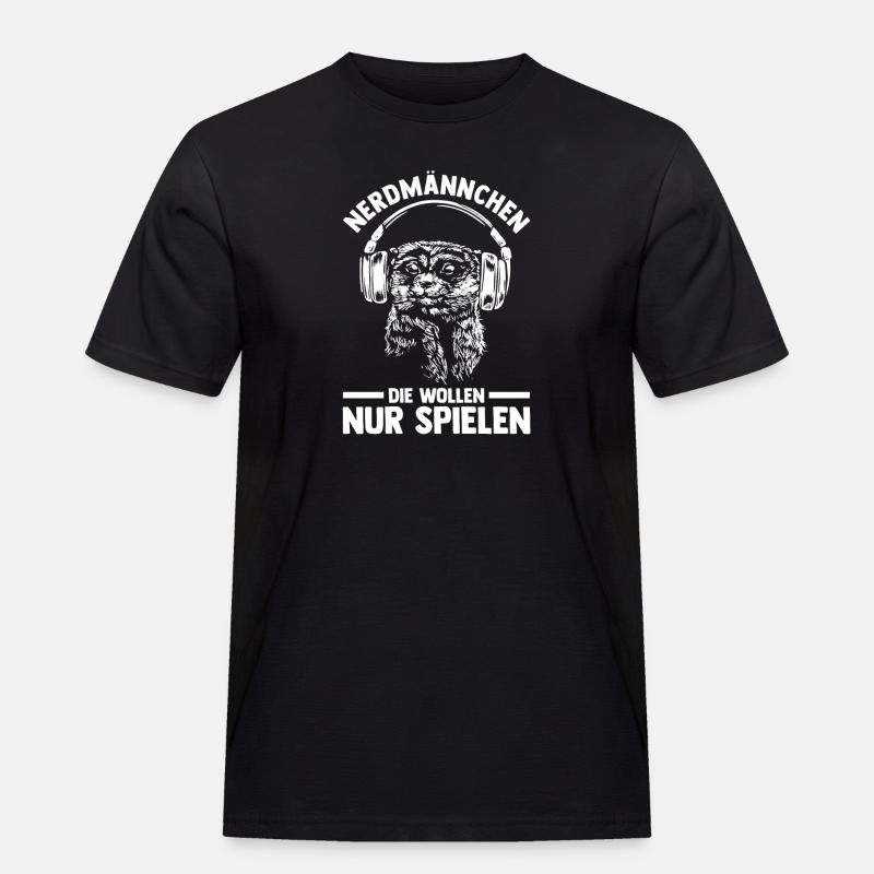 Erdmännchen Nerdmännchen - Männer Workwear T-Shirt - Schwarz